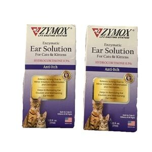 2 pack Enzymatic Ear Solution Cat & Kitten 1.25 Oz  / 37 ml x 2-